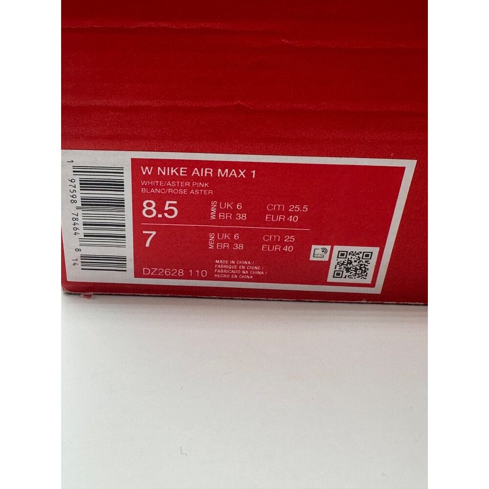 Women's Nike Air Max 1 White Aster Pink DZ2628-110 Size 8.5 - Picture 10 of 11